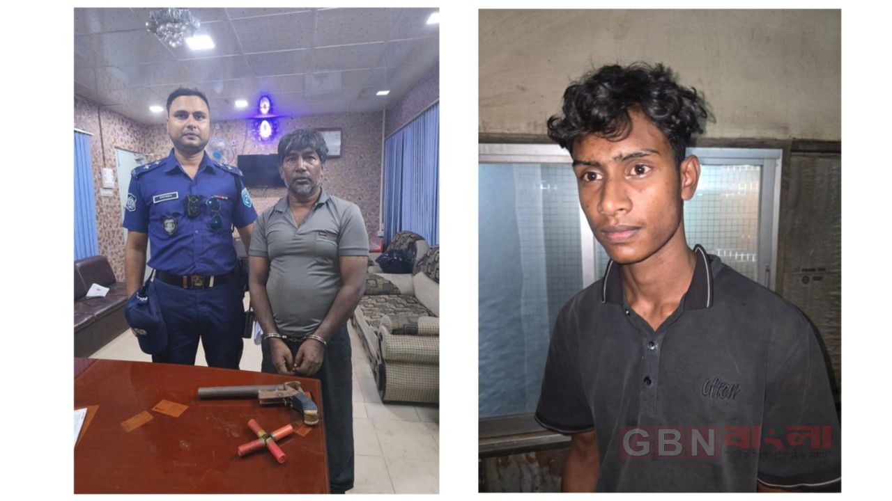 দিনাজপুরে চেকপোস্টে ওয়ান শুটার গান-গুলিসহ দুইজন আটক